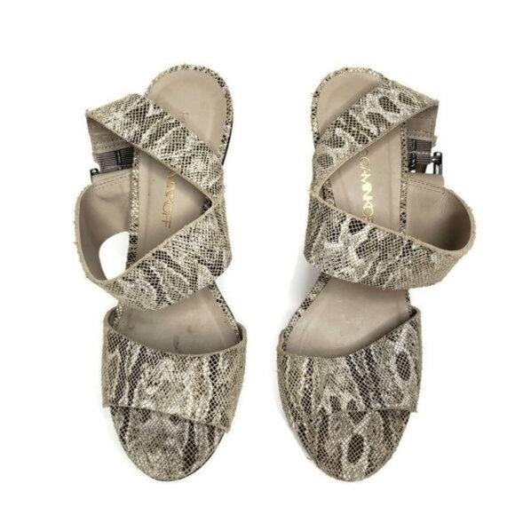 Rebecca Minkoff Women's Snake Print strappy Wedge Sandals Size 7 - Picture 5 of 16